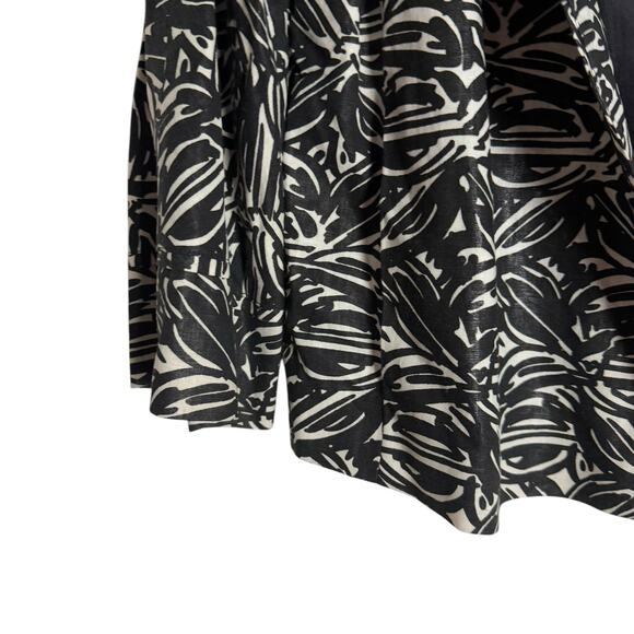Lafayette 148 New York Black White Linen Printed 3/4 Sleeve Jacket Size 12 - Picture 5 of 9